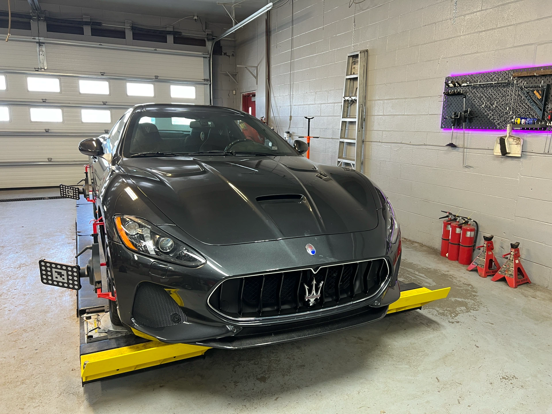 Maserati wheel alignment on the alignment rack